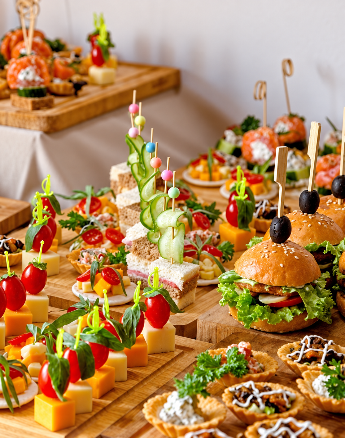A beautifully arranged catering spread